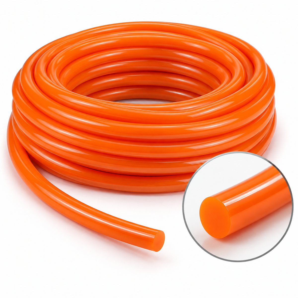 Orange smooth surface glossy PU cord for power transmission